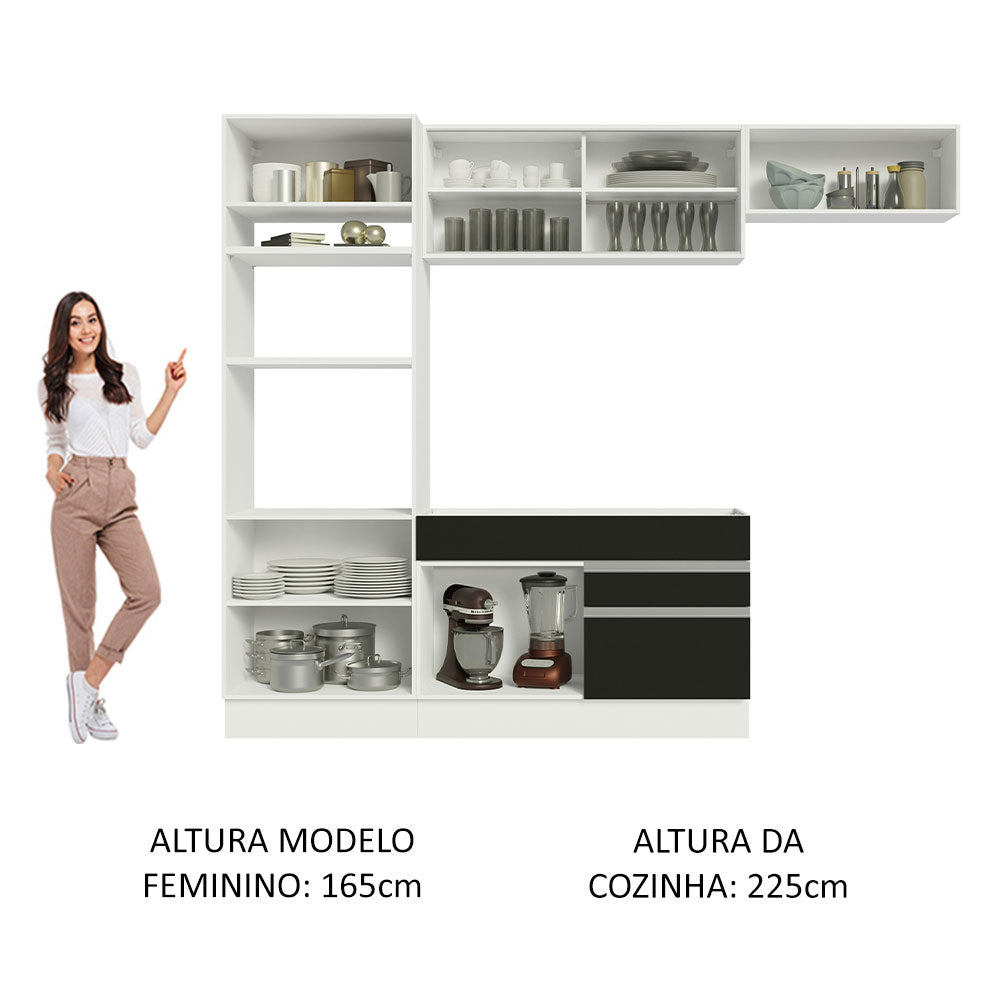 Cocina Integral 270cm Blanco/Negro Glamy 11