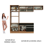 Cocina Integral 270 cm Con Mueble para Horno Marrón/Negro Glamy Madesa