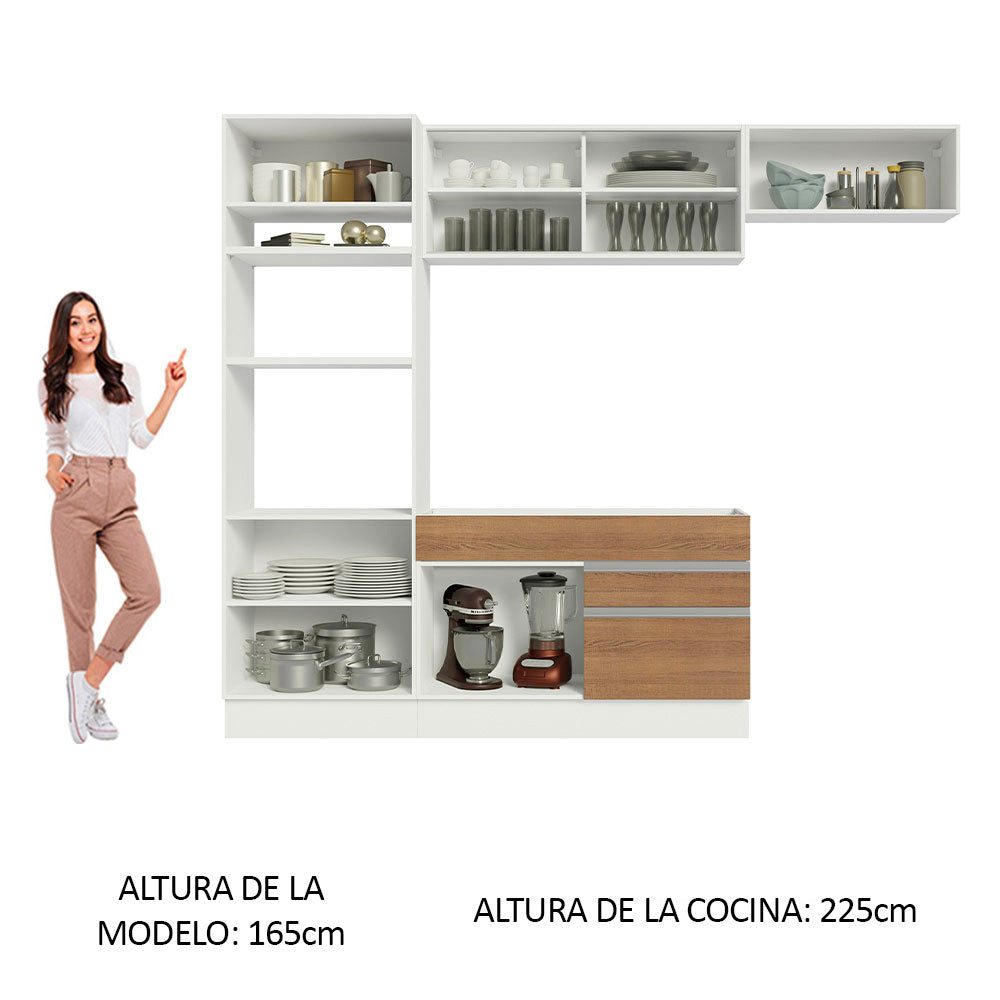 Cocina Integral 270cm Blanco/Marrón Glamy 11