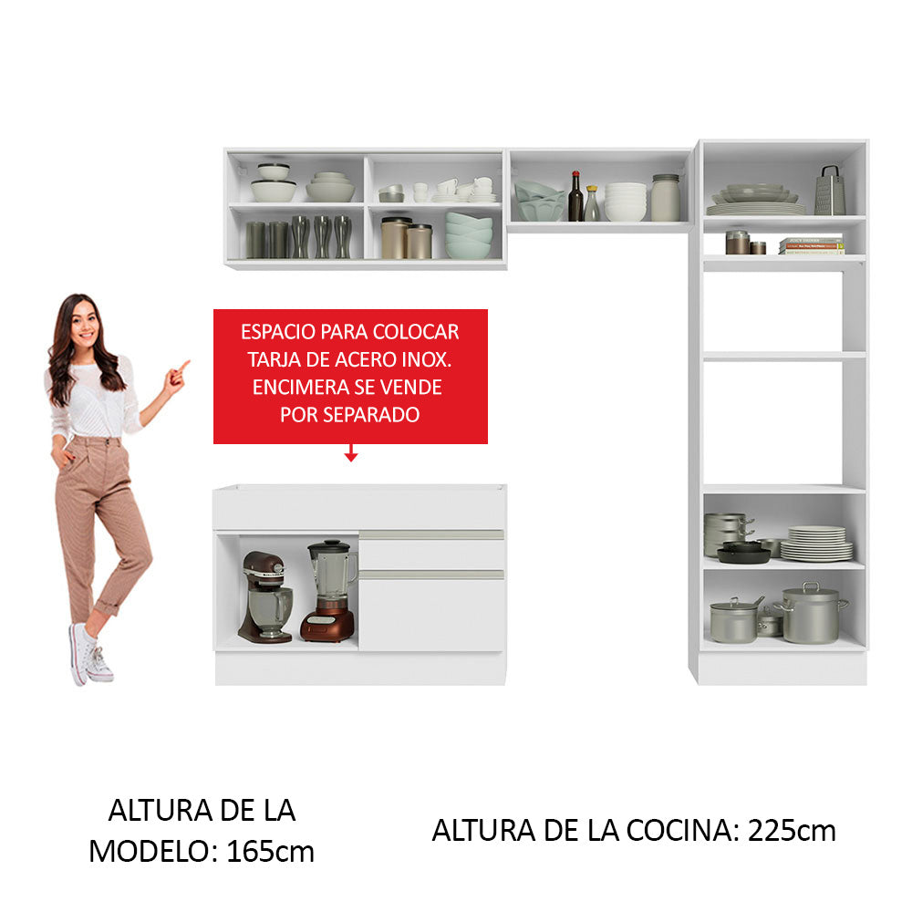 Cocina Integral 270cm Blanco Glamy 12