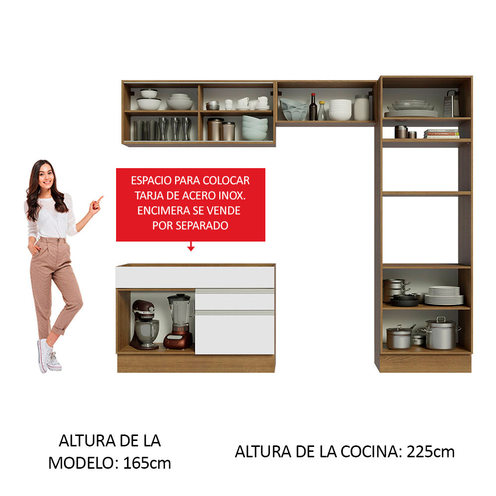 Cocina Integral 270cm Marrón/Blanco Glamy 12