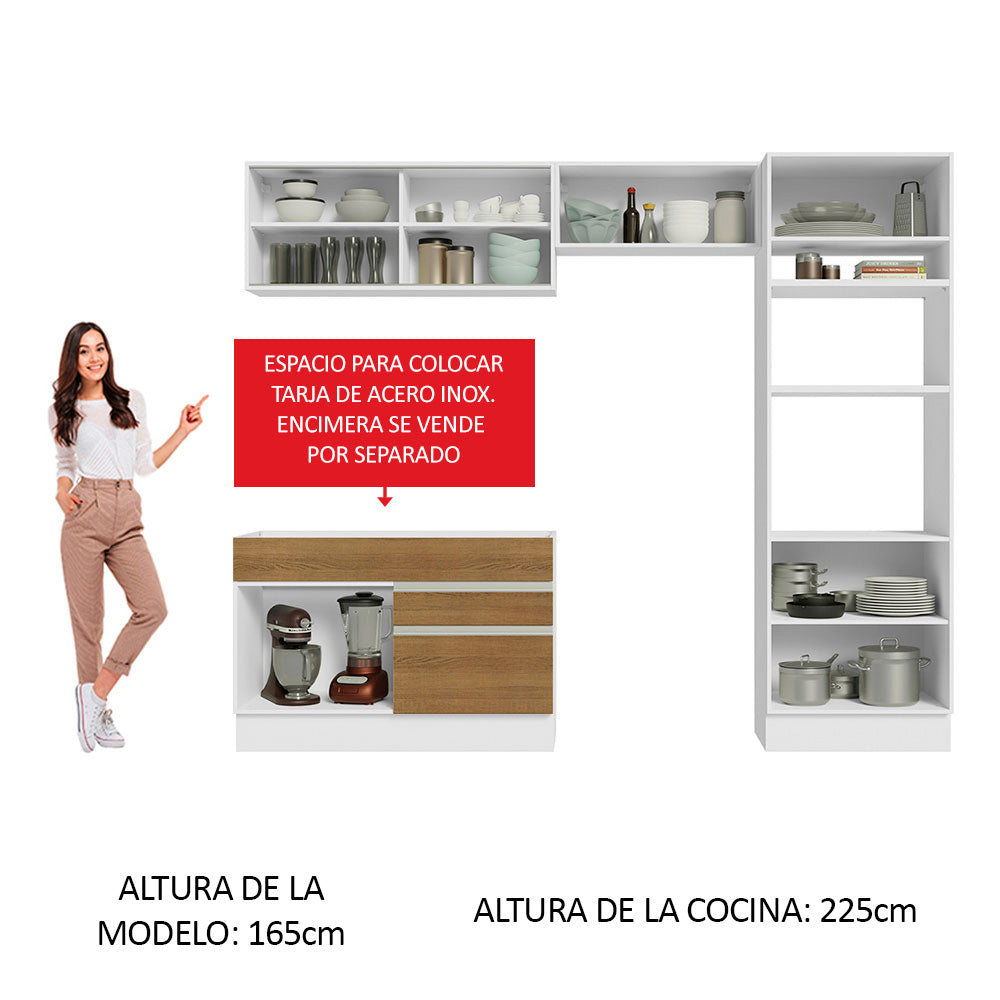 Cocina Integral 270cm Blanco/Marrón Glamy 12