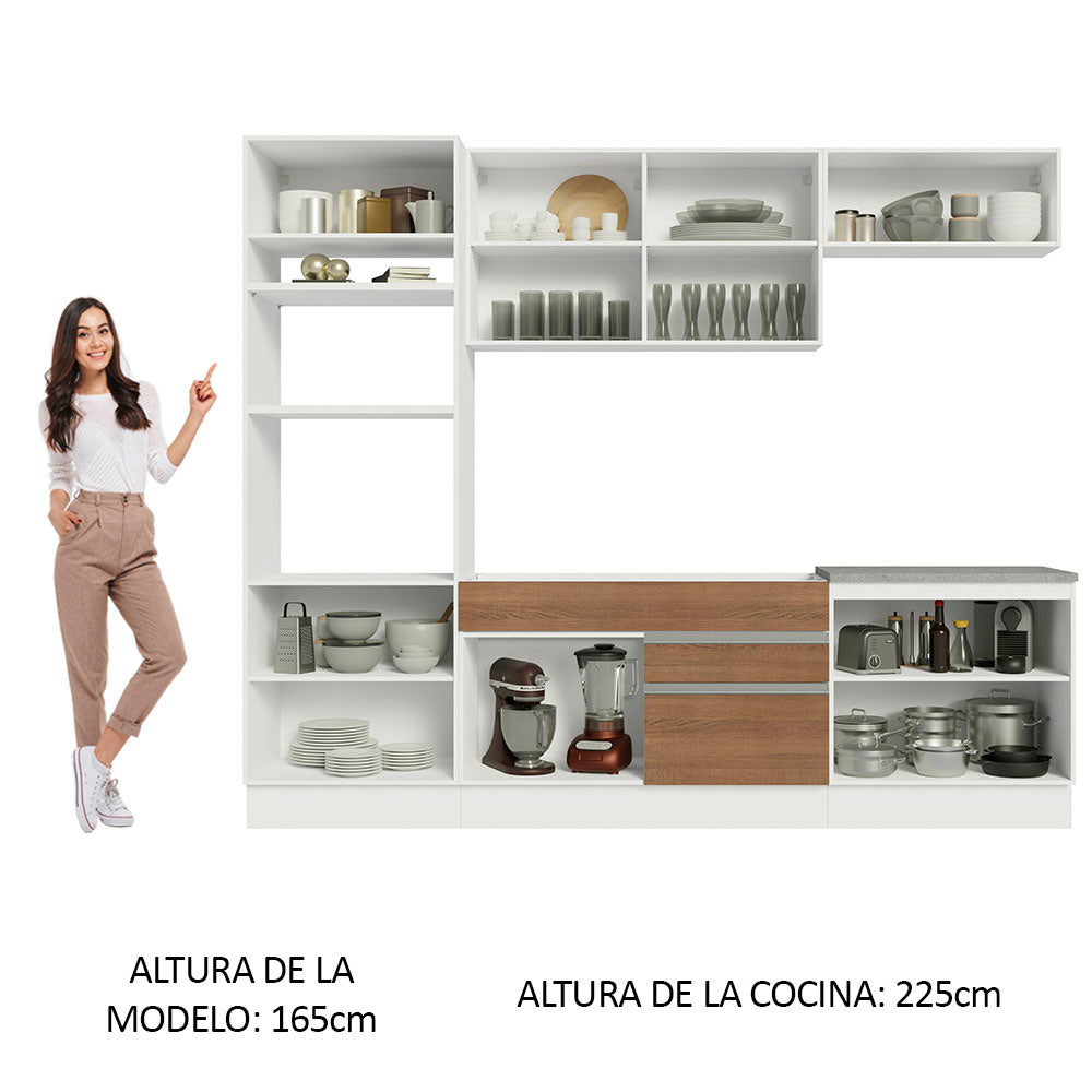 Cocina Integral 270cm Blanco/Marrón Glamy 13