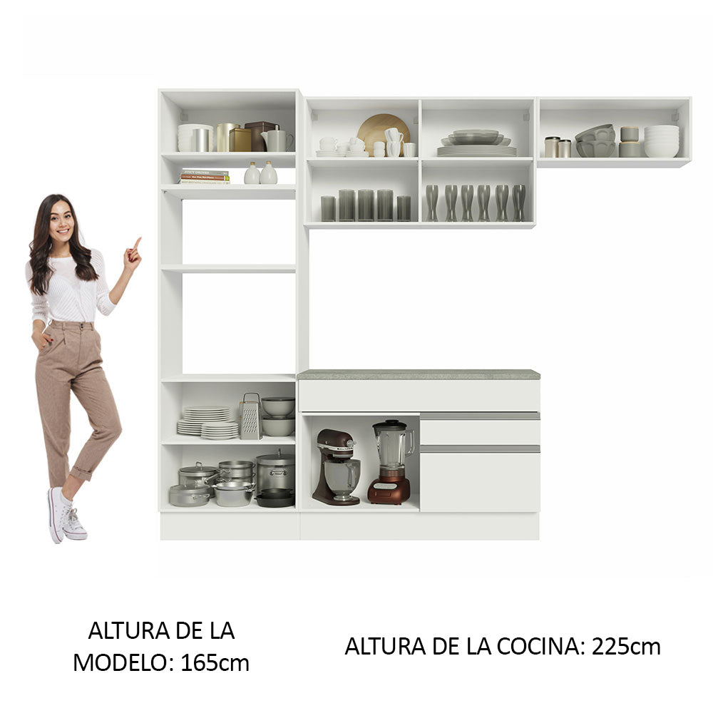Cocina Integral 270cm Blanco Glamy 14