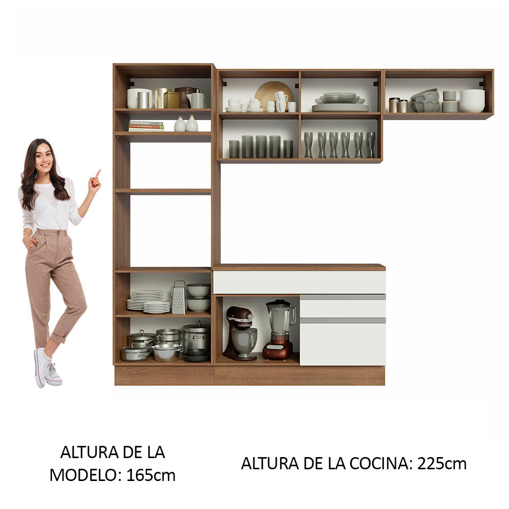 Cocina Integral 270cm Marrón/Blanco Glamy 14