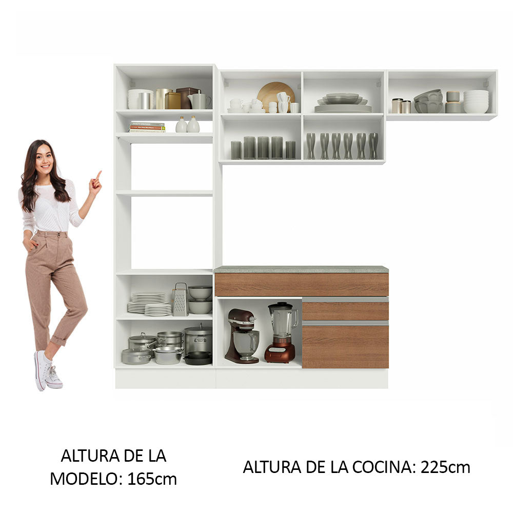Cocina Integral 270cm Blanco/Marrón Glamy 14