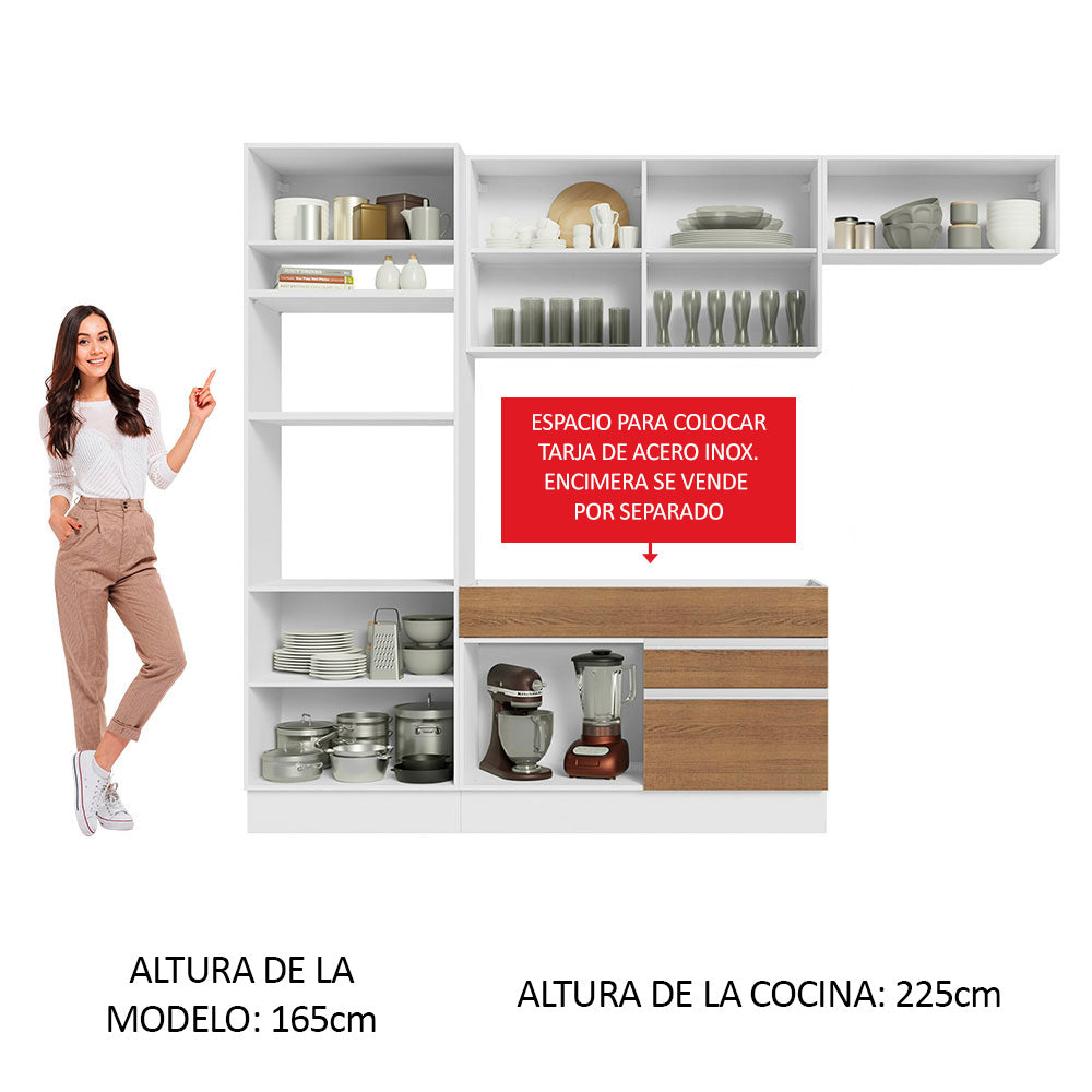 Cocina Integral 270cm Blanco/Marrón Glamy 15