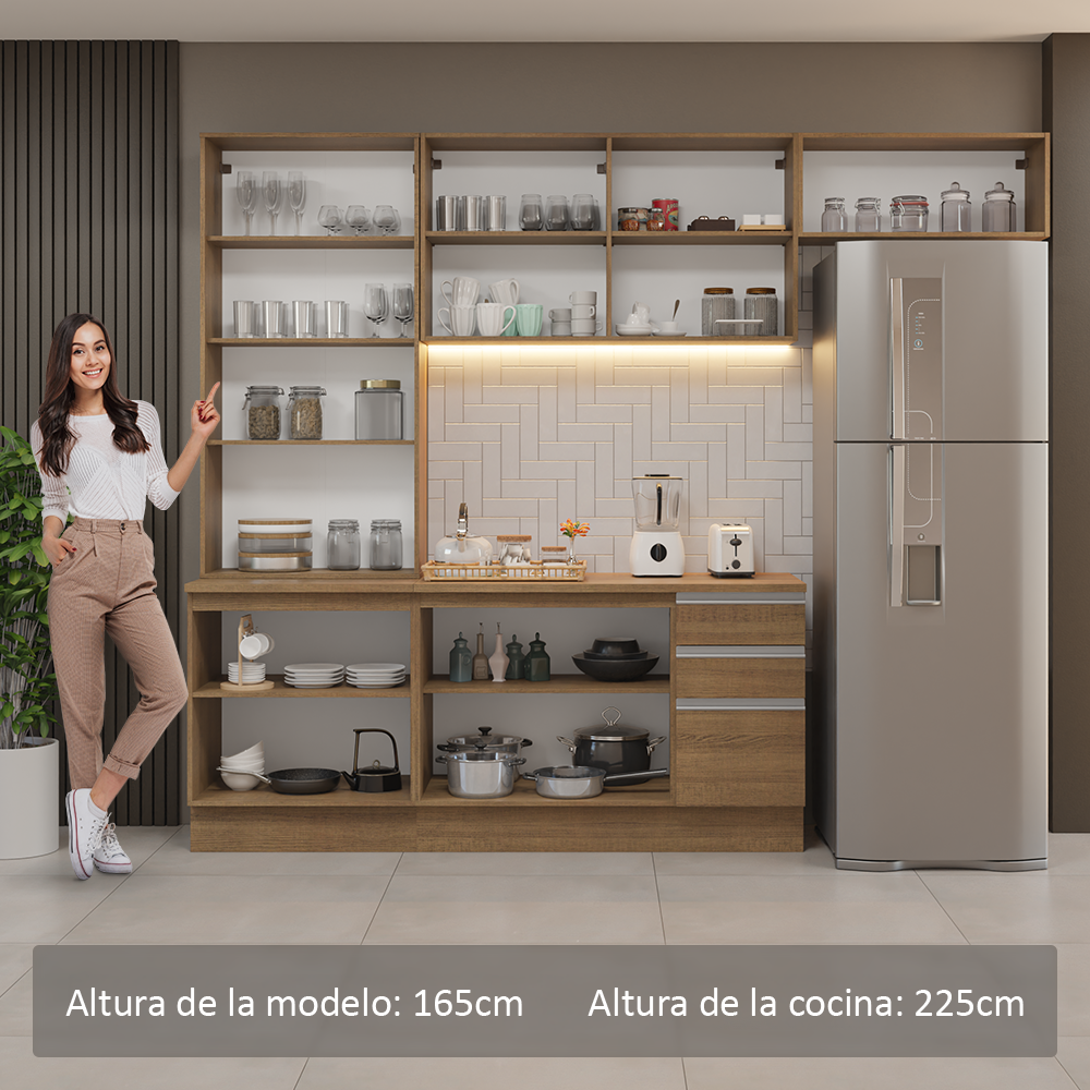 Cocina Integral 270cm Marrón Glamy 16