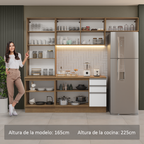 Cocina Integral 270 cm Con Vitrina Marrón/Blanco Glamy Madesa