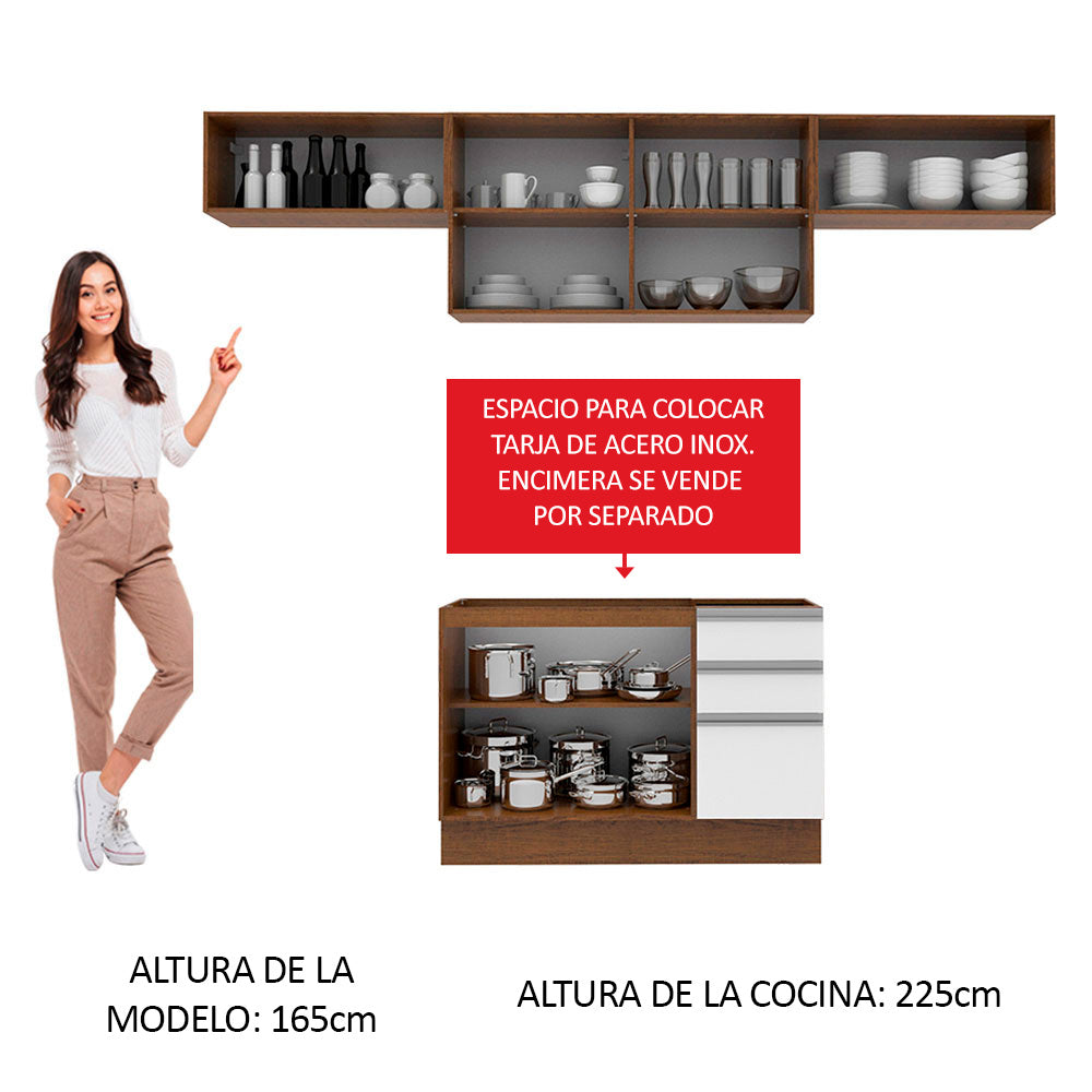 Cocina Integral 280cm Marrón/Blanco Glamy 01