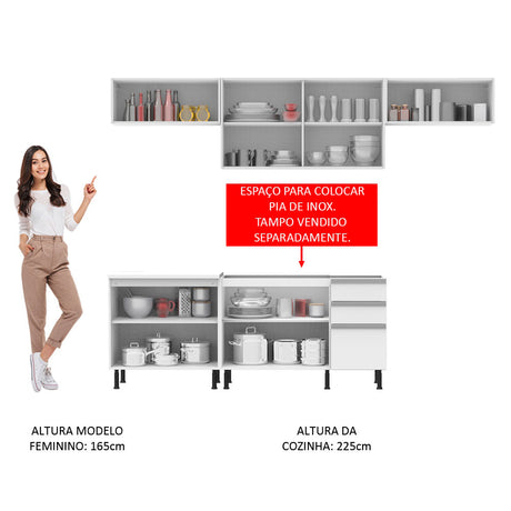 Cocina Integral 280cm Blanco Glamy Madesa 02SR