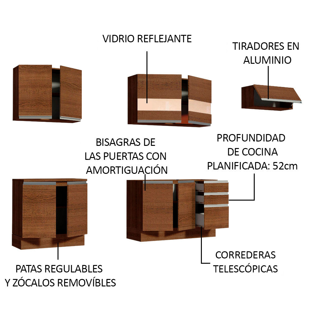 Cocina Integral 280cm Marrón Glamy 03