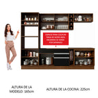 Cocina Integral 290 x 52 cm 9 Puertas 2 Cajones Con Mueble para Horno Marrón/Negro Glamy Madesa 02