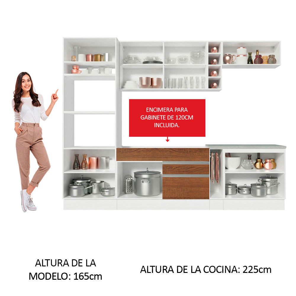 Cocina Integral 290 cm Blanco/Marrón/Blanco Vicenza 12