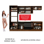 Cocina Integral 290 x 52 cm 9 Puertas 2 Cajones Con Mueble para Horno Marrón/Negro Glamy Madesa 07