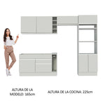Cocina Integral 290 x 52 cm 7 Puertas 2 Cajones Con Mueble para Horno Blanco Glamy Madesa 10