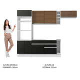 Cocina Integral 290cm Blanco/Negro/Marrón (Con Encimera) Glamy 14