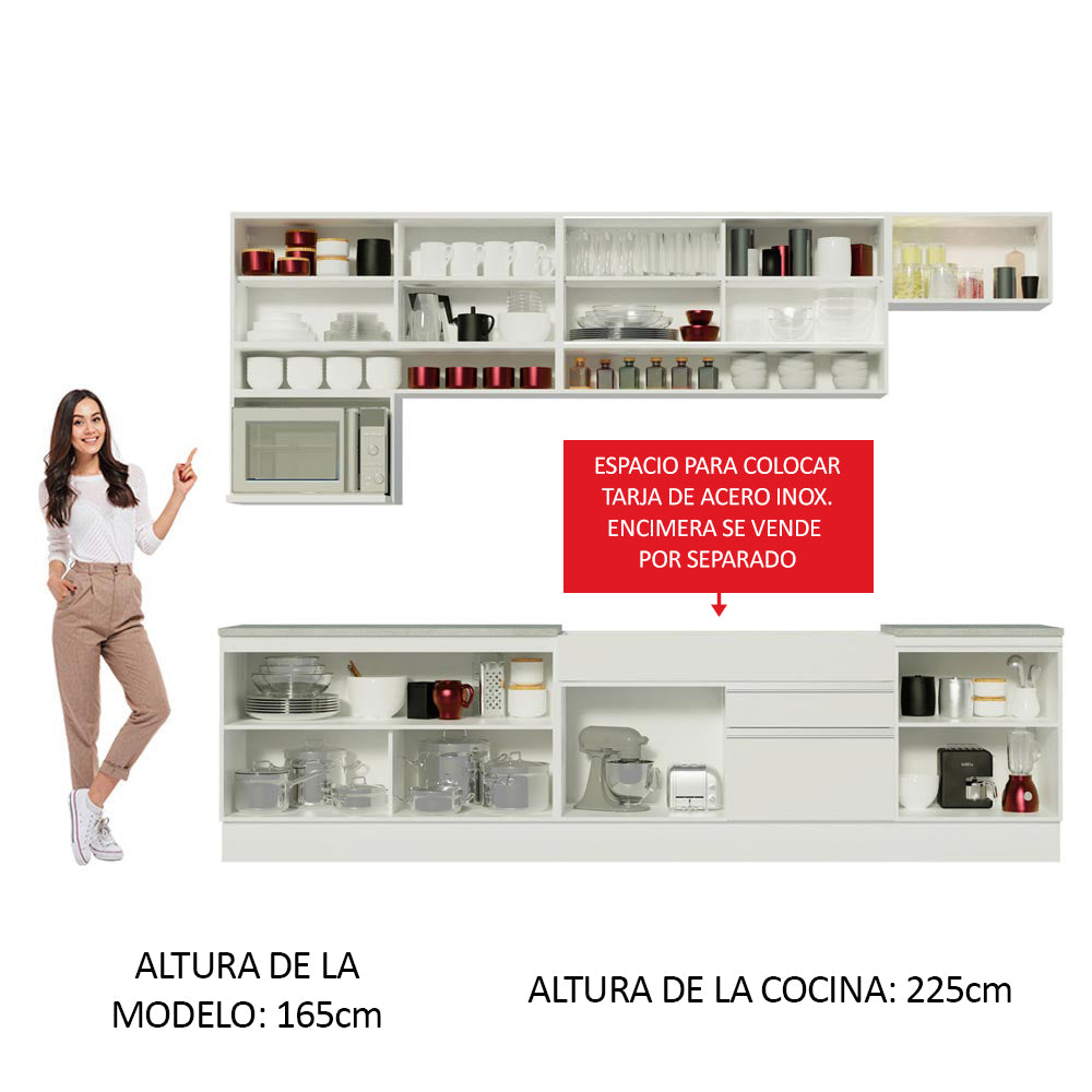 Cocina Integral 300cm Blanco Glamy 01