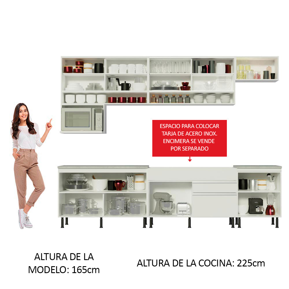 Cocina Integral 300cm Blanco Glamy 01SR