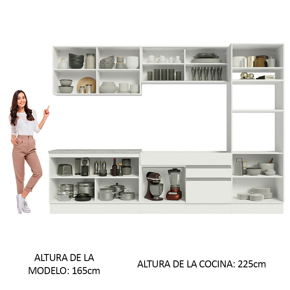 Cocina Integral 310 cm Con Mueble para Horno Blanco Glamy Madesa