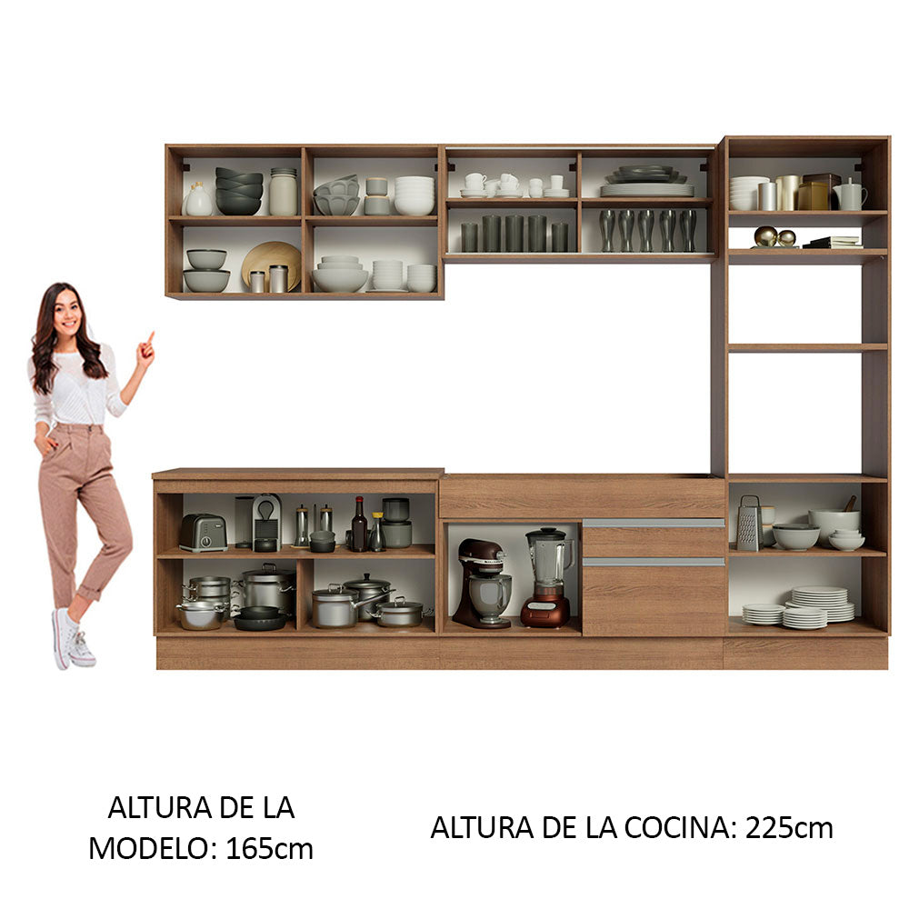 Cocina Integral 310 cm Con Mueble para Horno Marrón Glamy Madesa