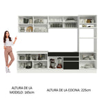 Cocina Integral 310 cm Con Mueble para Horno Blanco/Negro Glamy Madesa