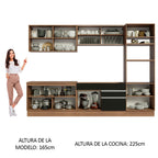 Cocina Integral 310 cm Con Mueble para Horno Marrón/Negro Glamy Madesa