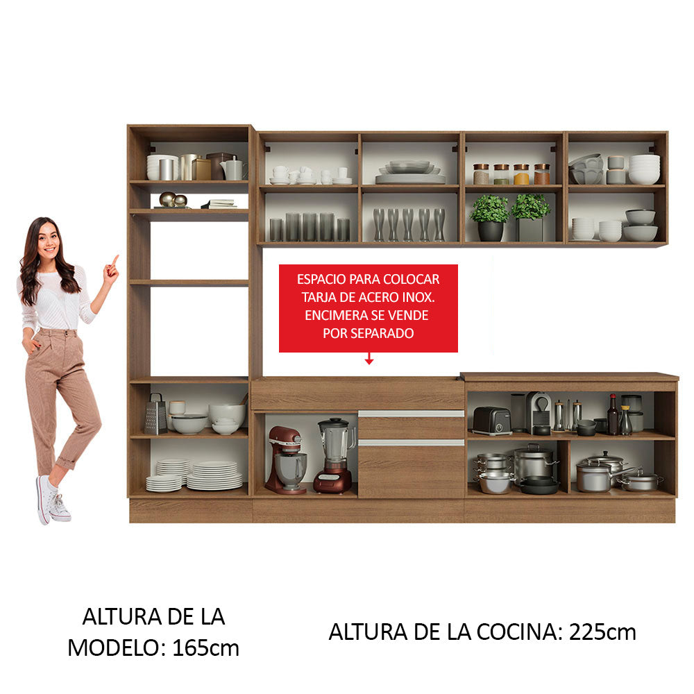 Cocina Integral 310 cm Con Mueble para Horno Marrón Glamy Madesa