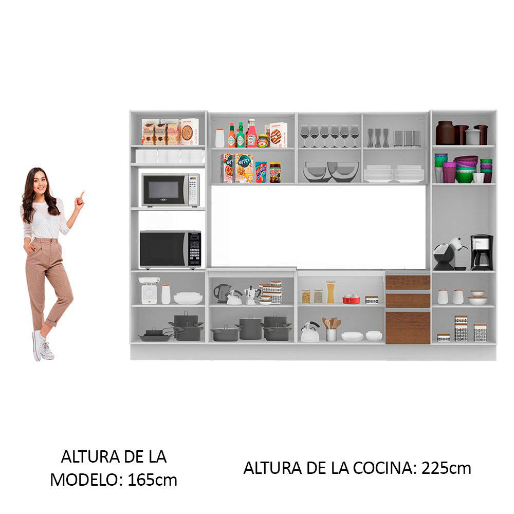 Cocina Integral 330cm Blanco/Marrón Glamy 02