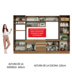 Cocina Integral 330 cm Con Mueble para Horno y Despensa Abierta Marrón Glamy Madesa