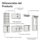 Cocina Integral 340 cm Con Vitrina y Mueble para Horno Blanco Glamy Madesa