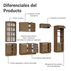 Cocina Integral 340 cm Con Vitrina y Mueble para Horno Marrón Glamy Madesa