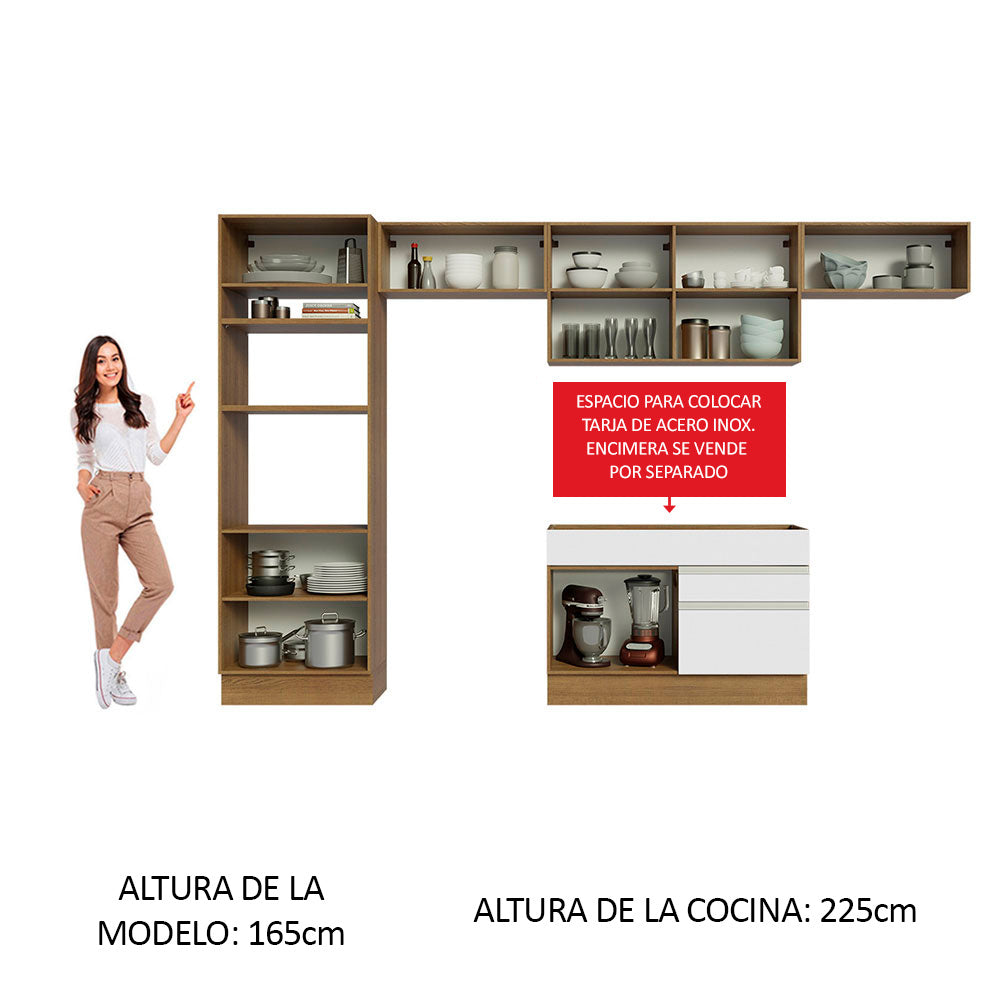 Cocina Integral 350cm Marrón/Blanco Glamy 01