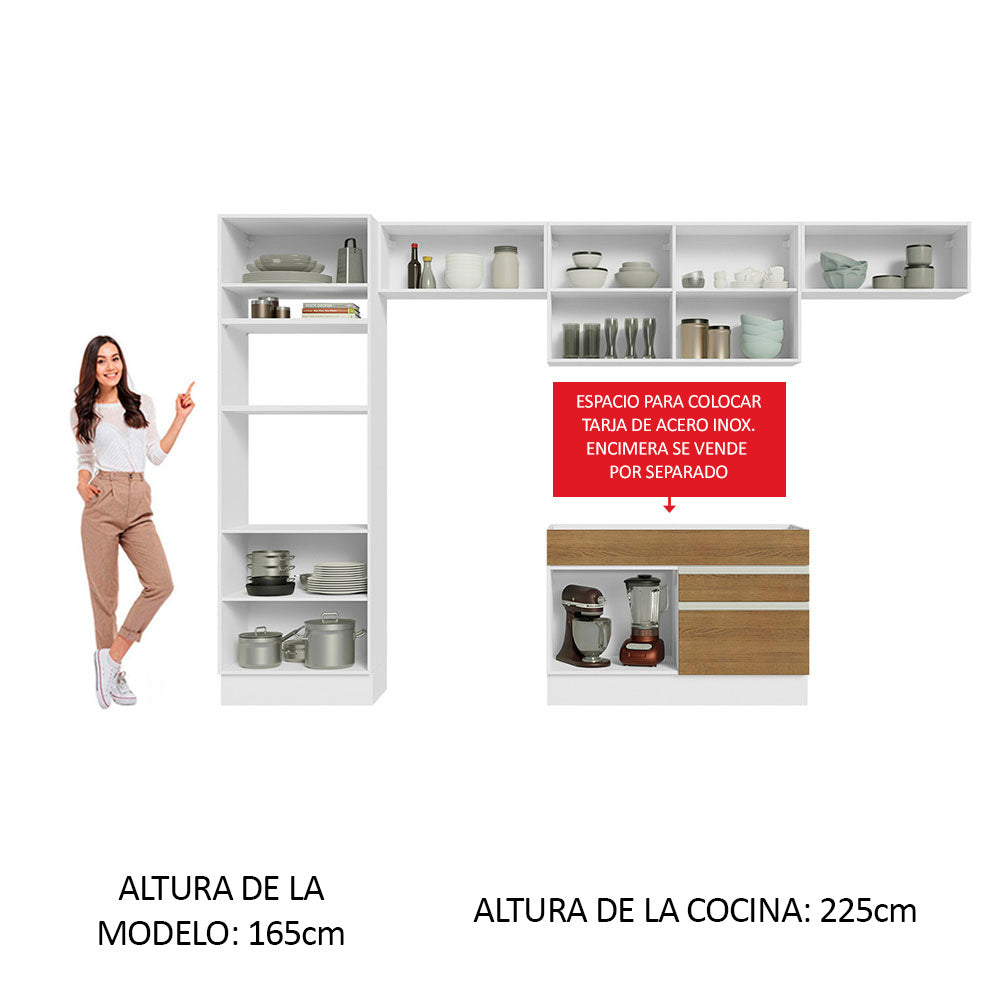 Cocina Integral 350cm Blanco/Marrón Glamy 01