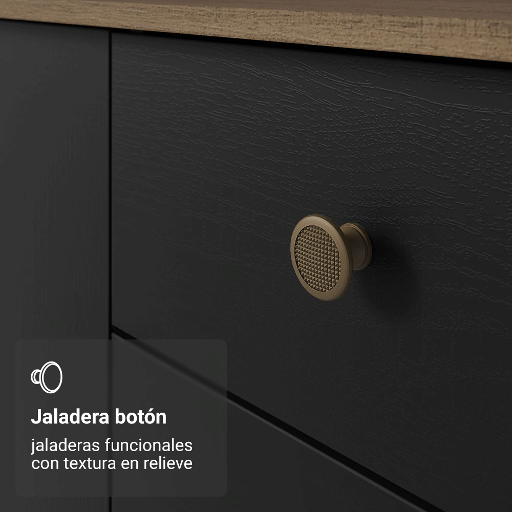 Cocina Compacta 235 cm Con Mueble para Horno Marrón/Negro Gourmet Madesa