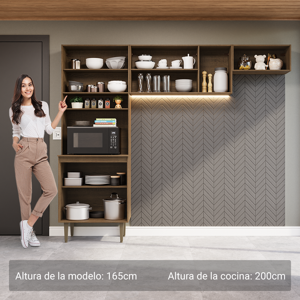Cocina Integral 235cm Marrón Gourmet Madesa 03