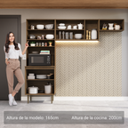 Cocina Compacta 235 cm Con Mueble para Horno Marrón/Negro Gourmet Madesa
