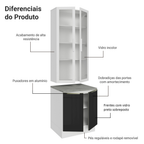 Kit Gabinete Bajo 2 Puertas y Vitrina 70 cm Blanco/Negro Lux Madesa