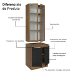 Kit Gabinete Bajo 2 Puertas y Vitrina 70 cm Marrón/Negro Lux Madesa