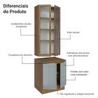 Kit Gabinete Bajo 2 Puertas y Vitrina 70 cm Marrón/Gris Lux Madesa