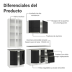 Cocina Compacta 190 cm Con Vitrina Blanco/Negro Lux Madesa