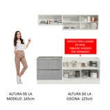 Cocina Integral 200cm Blanco/Gris Lux 01