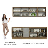 Cocina Integral 240cm Lux Marrón/Gris 05