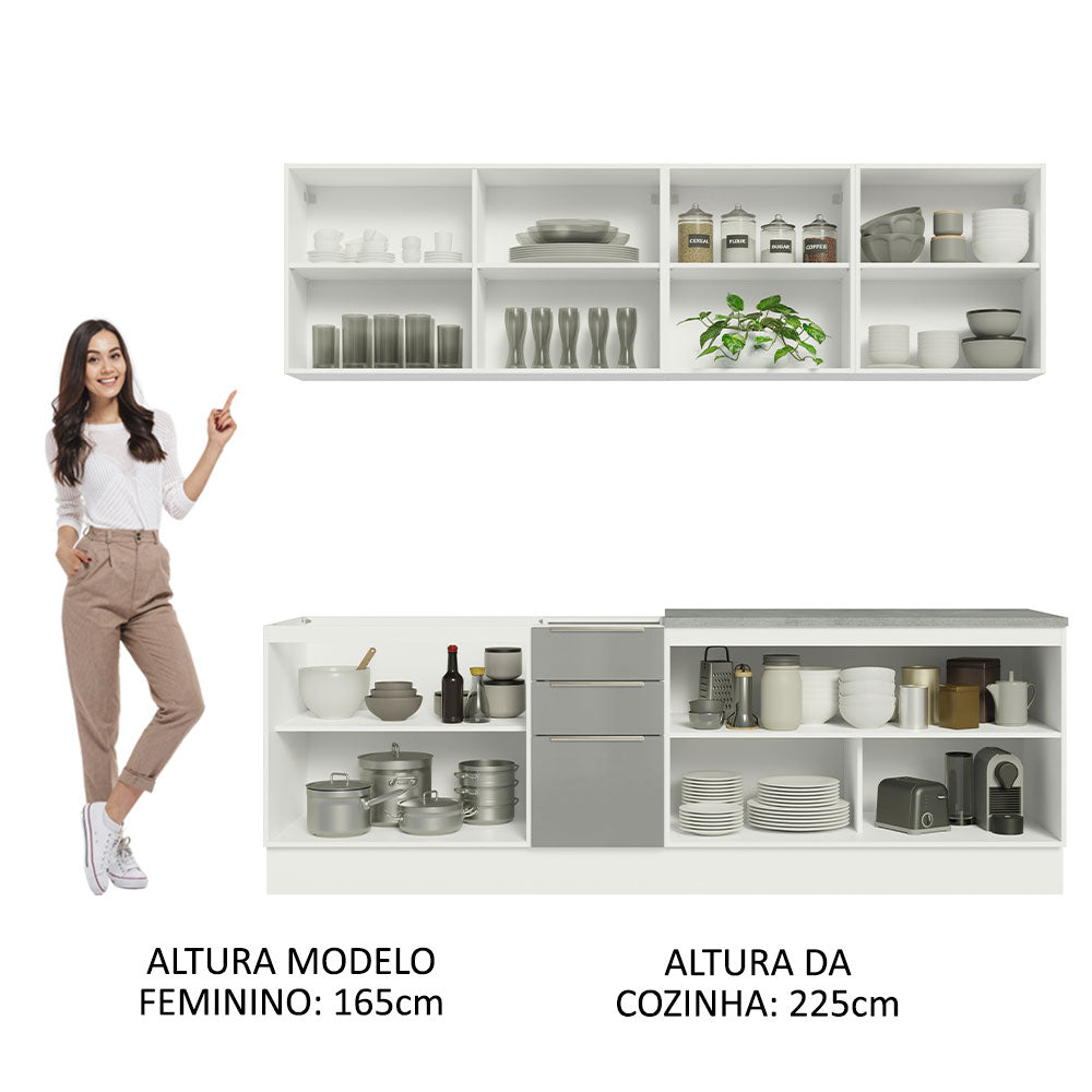 Cocina Integral 240cm Lux Blanco/Gris 05