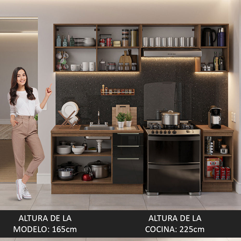 Cocina Integral con Accesorios 240cm Lux Marrón/Negro