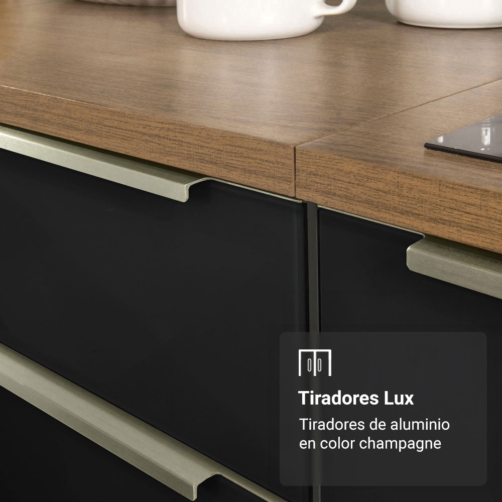 Cocina Integral 240cm Marrón/Negro Lux 08