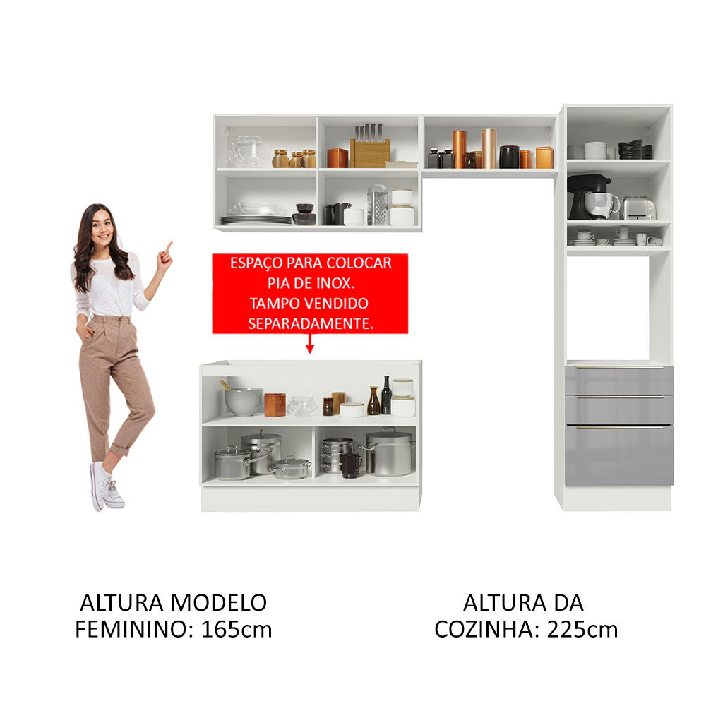 Cocina Integral 260cm Lux Blanco/Gris 05