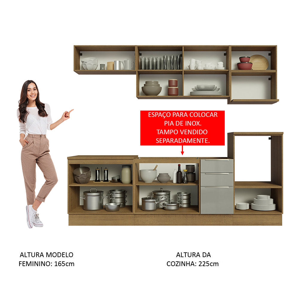 Cocina Integral 260 cm Marrón/Gris Lux Madesa