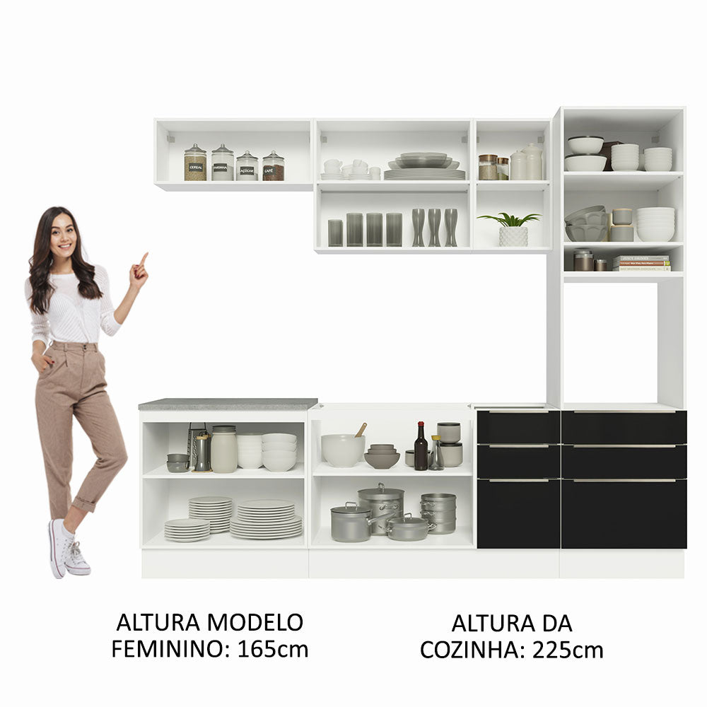 Cocina Integral 260cm Lux Blanco/Negro 08