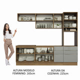 Cocina Integral 260cm Marrón/Gris Lux Madesa 08